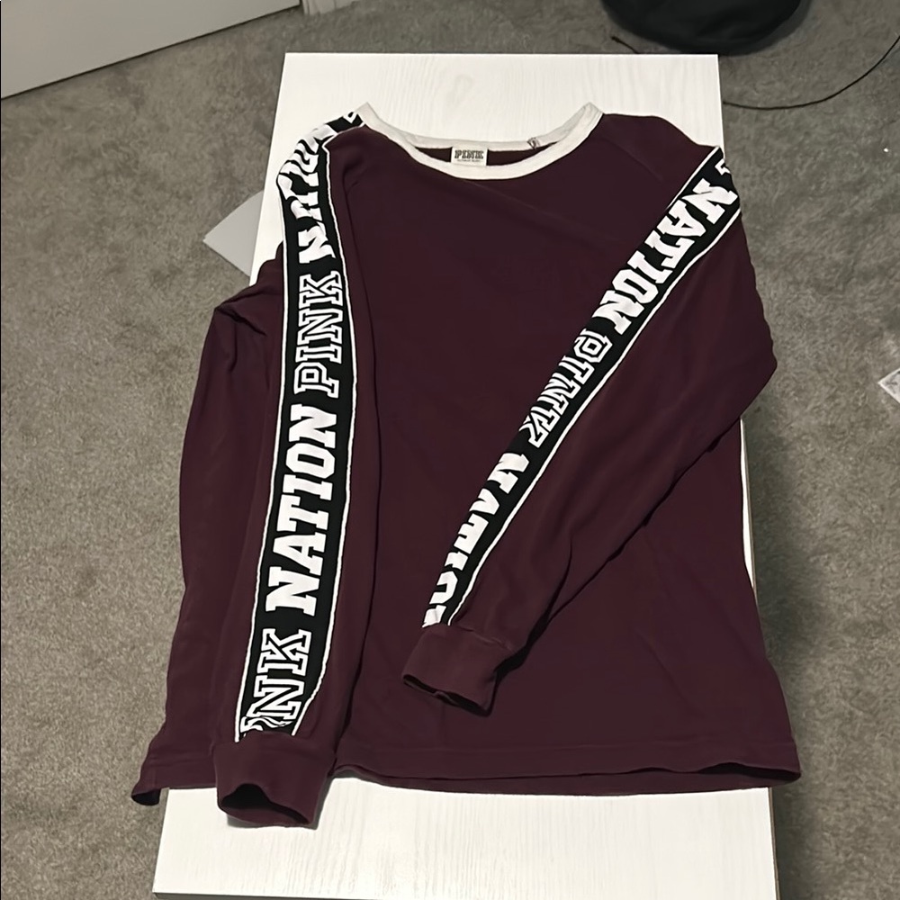 PINK Victoria's Secret multicolored collar cuffed long sleeve top